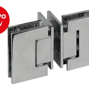 Bisagra doble mismo plano con vidrio central y retención 367V12